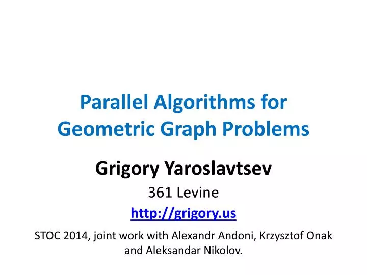 parallel algorithms for geometric graph problems