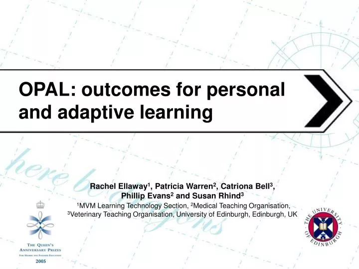 opal outcomes for personal and adaptive learning