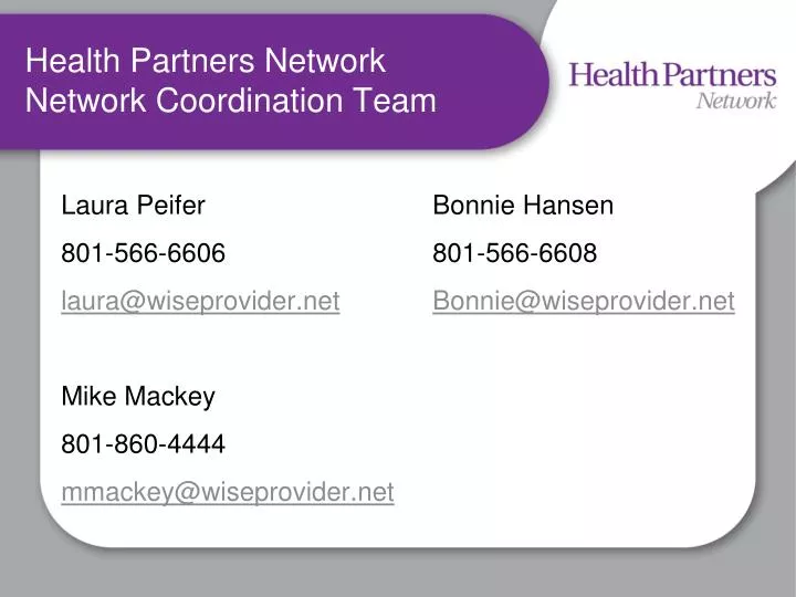 health partners network network coordination team