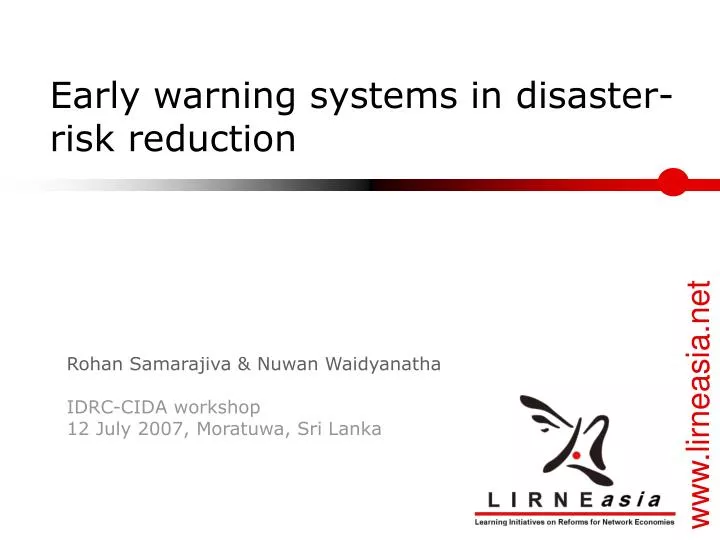 early warning systems in disaster risk reduction
