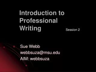 Introduction to Professional Writing