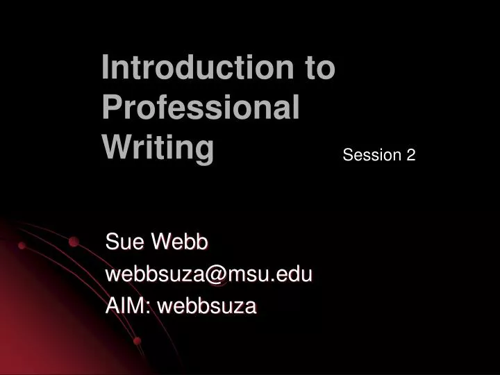 introduction to professional writing