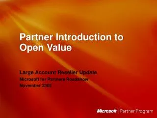 Partner Introduction to Open Value