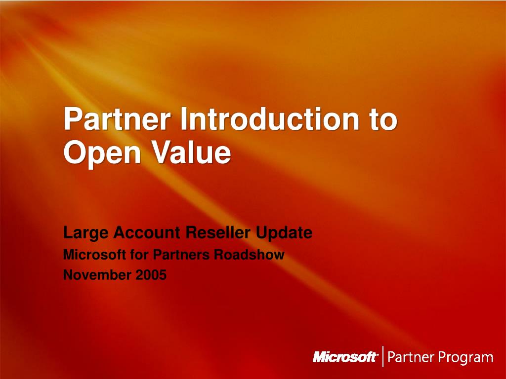 Partner Introduction to Open Value - slide 1