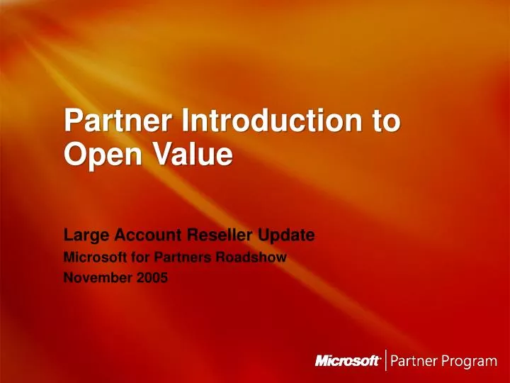 partner introduction to open value