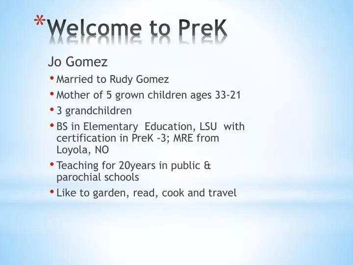 welcome to prek