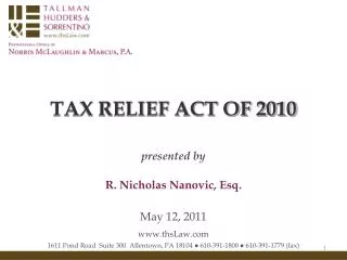 TAX RELIEF ACT OF 2010