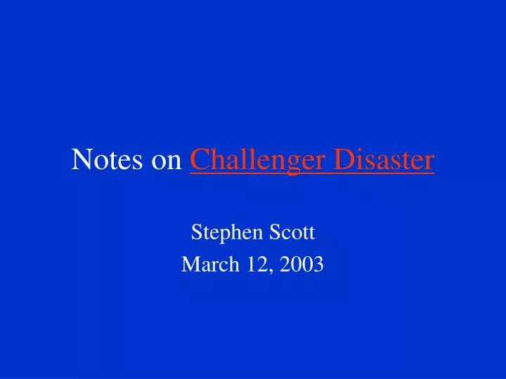 notes on challenger disaster