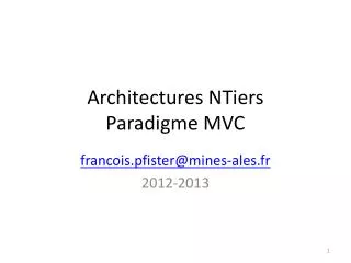 architectures ntiers paradigme mvc
