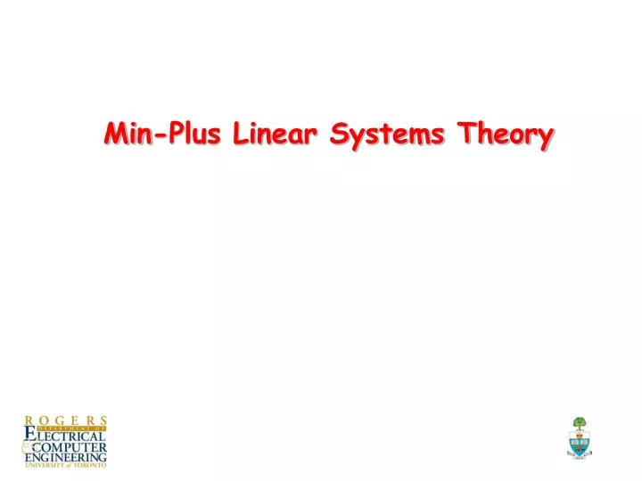 min plus linear systems theory