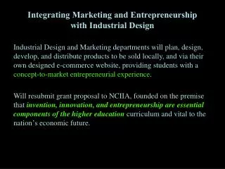 Integrating Marketing and Entrepreneurship with Industrial Design