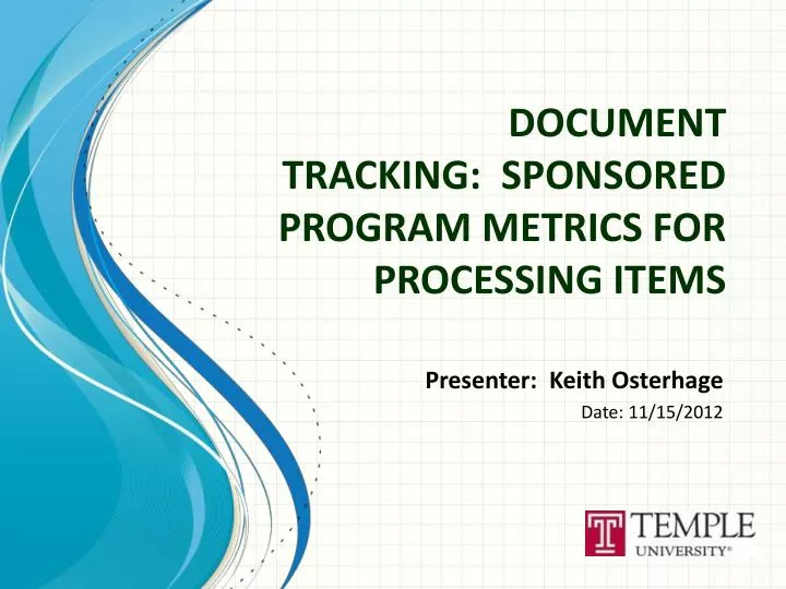 document tracking sponsored program metrics for processing items