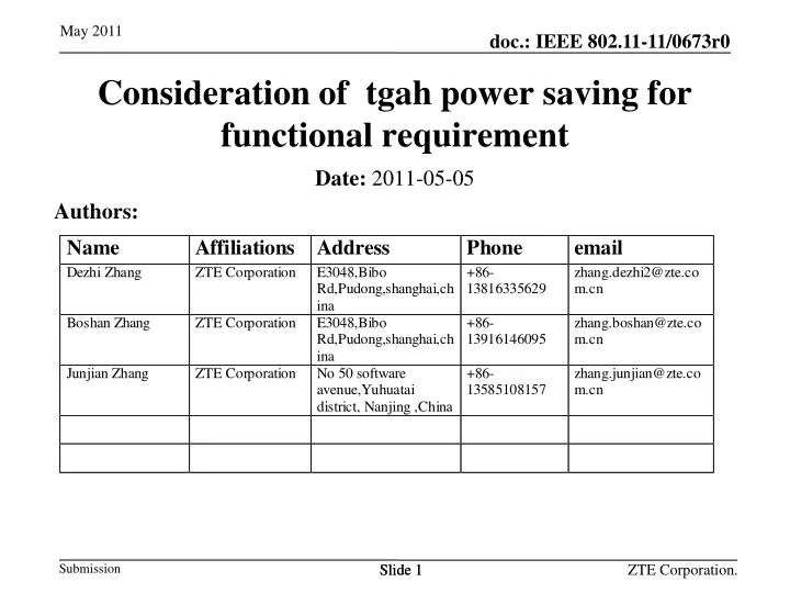 consideration of tgah power saving for functional requirement