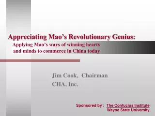 Jim Cook, Chairman CHA, Inc.