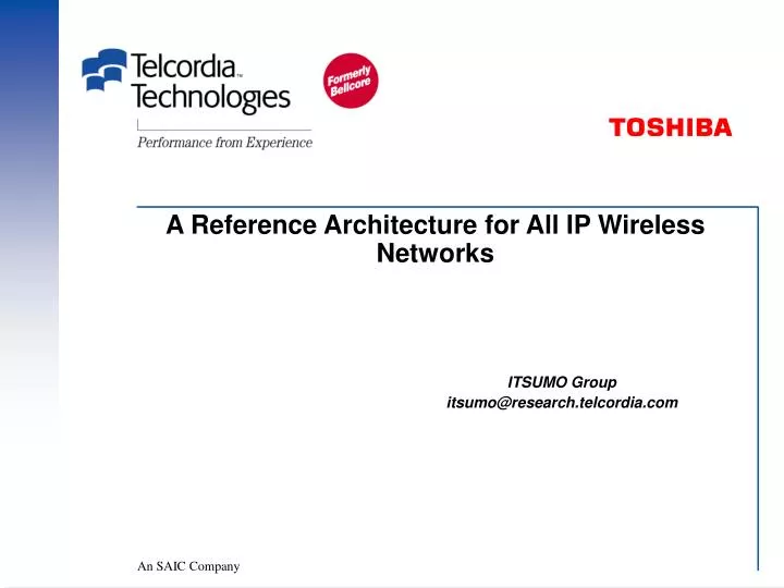 a reference architecture for all ip wireless networks