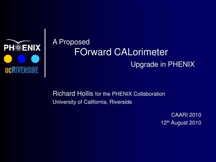 a proposed forward calorimeter upgrade in phenix