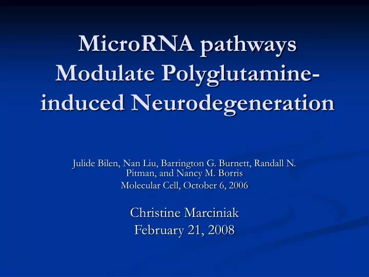 microrna pathways modulate polyglutamine induced neurodegeneration