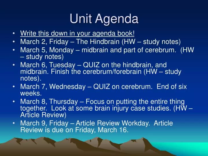 unit agenda