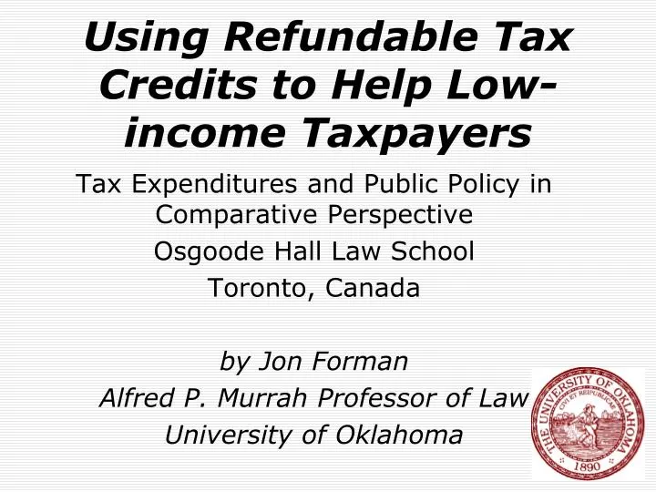 using refundable tax credits to help low income taxpayers