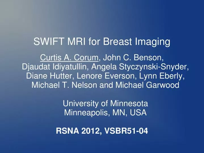 swift mri for breast imaging