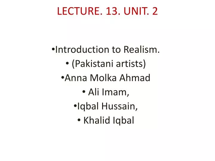 lecture 13 unit 2