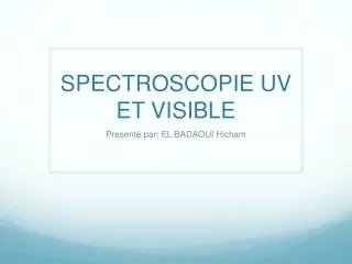 spectroscopie uv et visible