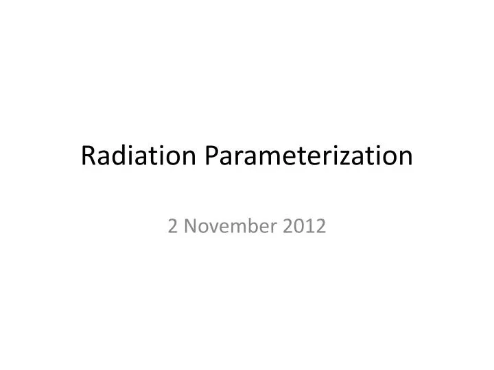radiation parameterization