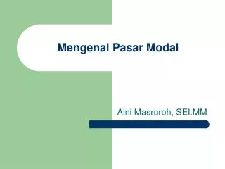mengenal pasar modal