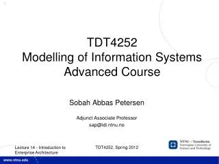 TDT4252 Modelling of Information Systems Advanced Course