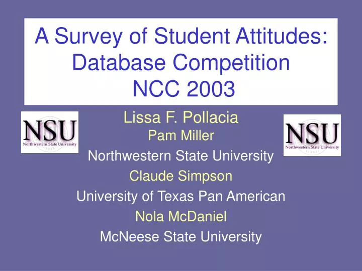 a survey of student attitudes database competition ncc 2003