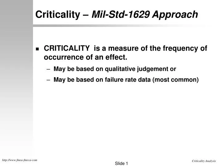 criticality mil std 1629 approach