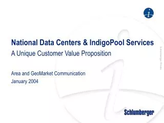 National Data Centers &amp; IndigoPool Services
