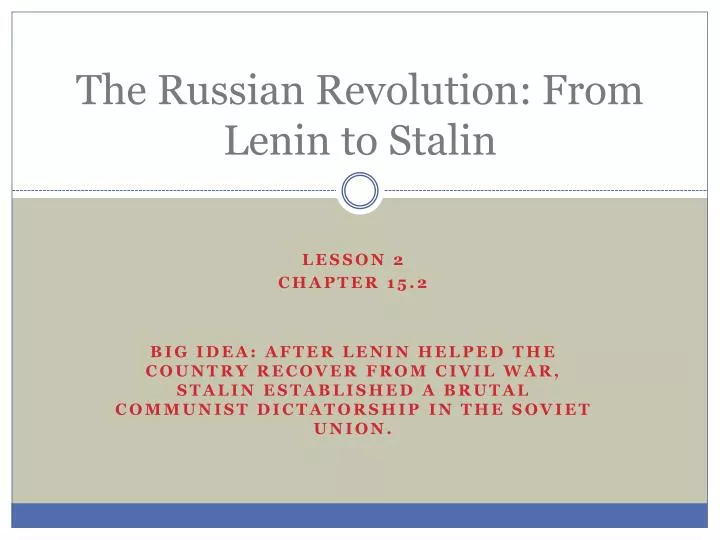 the russian revolution from lenin to stalin