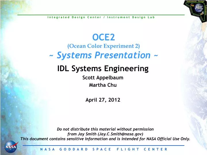 idl systems engineering scott appelbaum martha chu april 27 2012