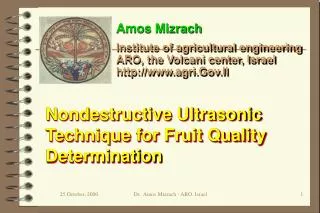 Nondestructive Ultrasonic Technique for Fruit Quality Determination