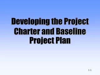 developing the project charter and baseline project plan