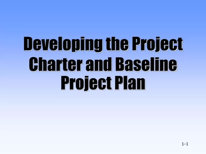 developing the project charter and baseline project plan