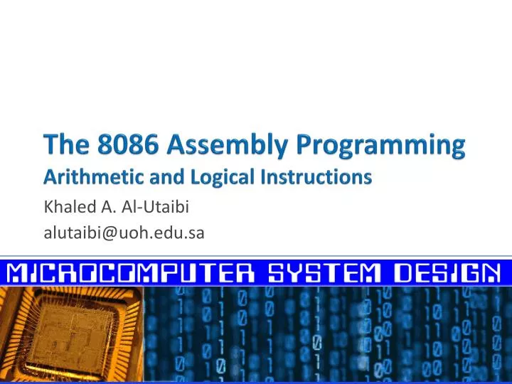 the 8086 assembly programming arithmetic and logical instructions