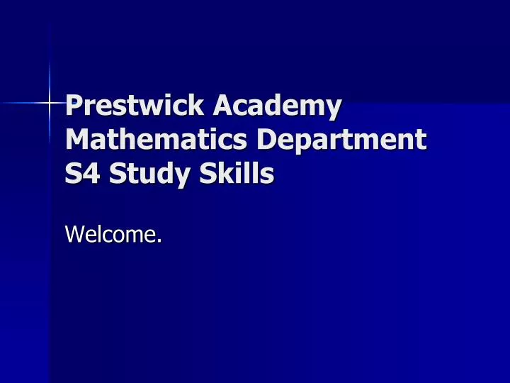 prestwick academy mathematics department s4 study skills