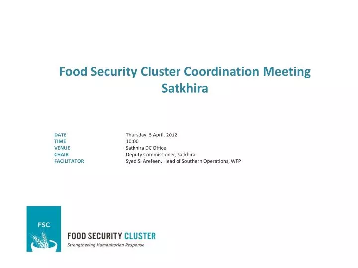food security cluster coordination meeting satkhira