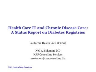 Health Care IT and Chronic Disease Care: A Status Report on Diabetes Registries