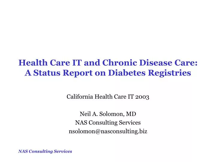health care it and chronic disease care a status report on diabetes registries