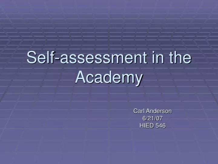 self assessment in the academy