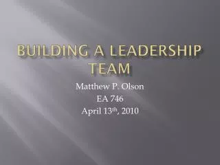 Building a Leadership Team