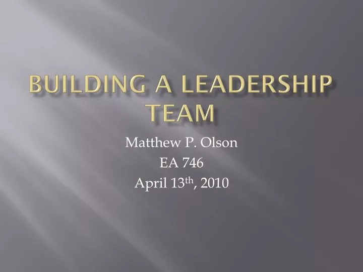 building a leadership team