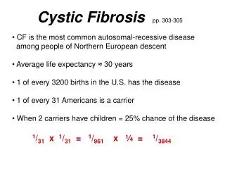 Cystic Fibrosis pp. 303-305 CF is the most common autosomal-recessive disease
