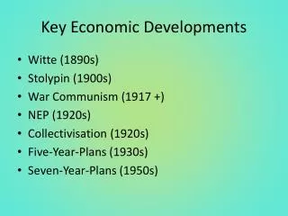 Key Economic Developments