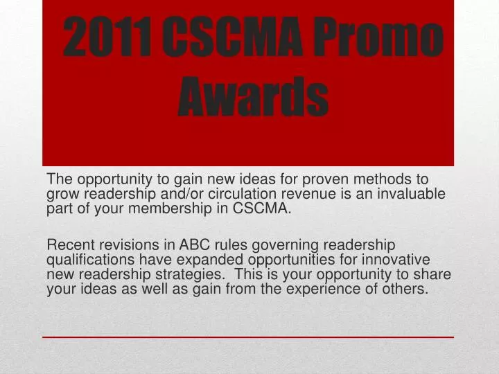 2011 cscma promo awards