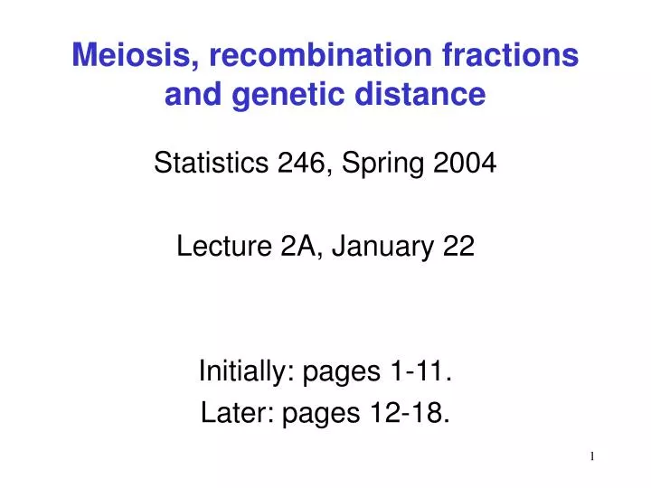 meiosis recombination fractions and genetic distance
