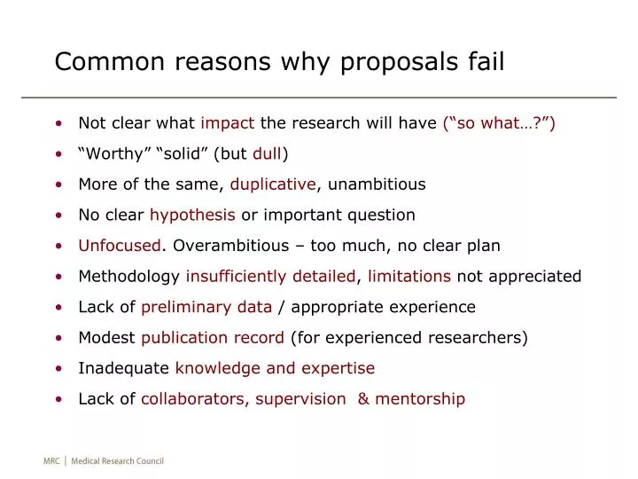 common reasons why proposals fail
